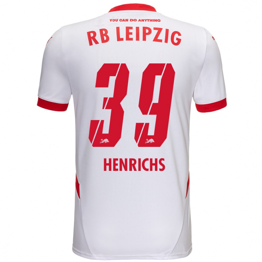 Enfant Football Maillot Benjamin Henrichs #39 Blanc Rouge Tenues Domicile 2024/25