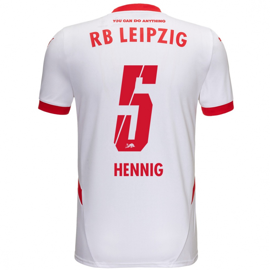 Enfant Football Maillot Lenny Hennig #5 Blanc Rouge Tenues Domicile 2024/25