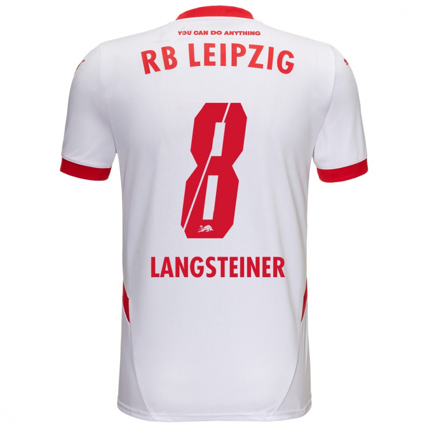 Enfant Football Maillot Toni Langsteiner #8 Blanc Rouge Tenues Domicile 2024/25