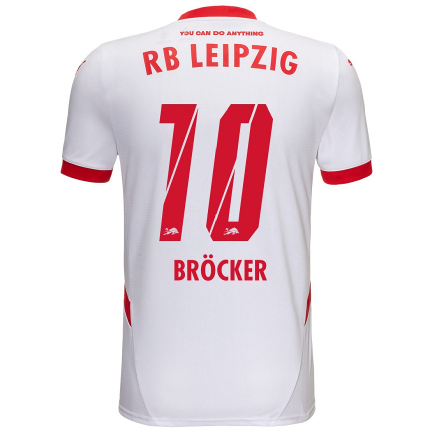 Enfant Football Maillot Mads Bröcker #10 Blanc Rouge Tenues Domicile 2024/25