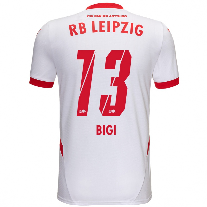 Enfant Football Maillot Samim Bigi #13 Blanc Rouge Tenues Domicile 2024/25