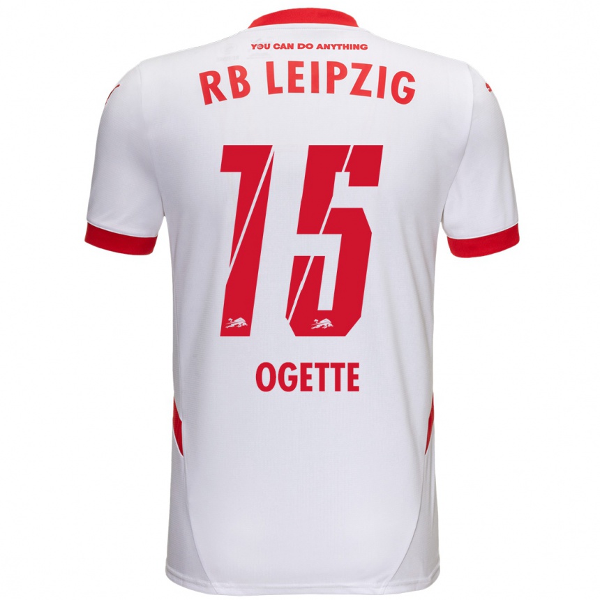 Enfant Football Maillot Israel Ogette #15 Blanc Rouge Tenues Domicile 2024/25