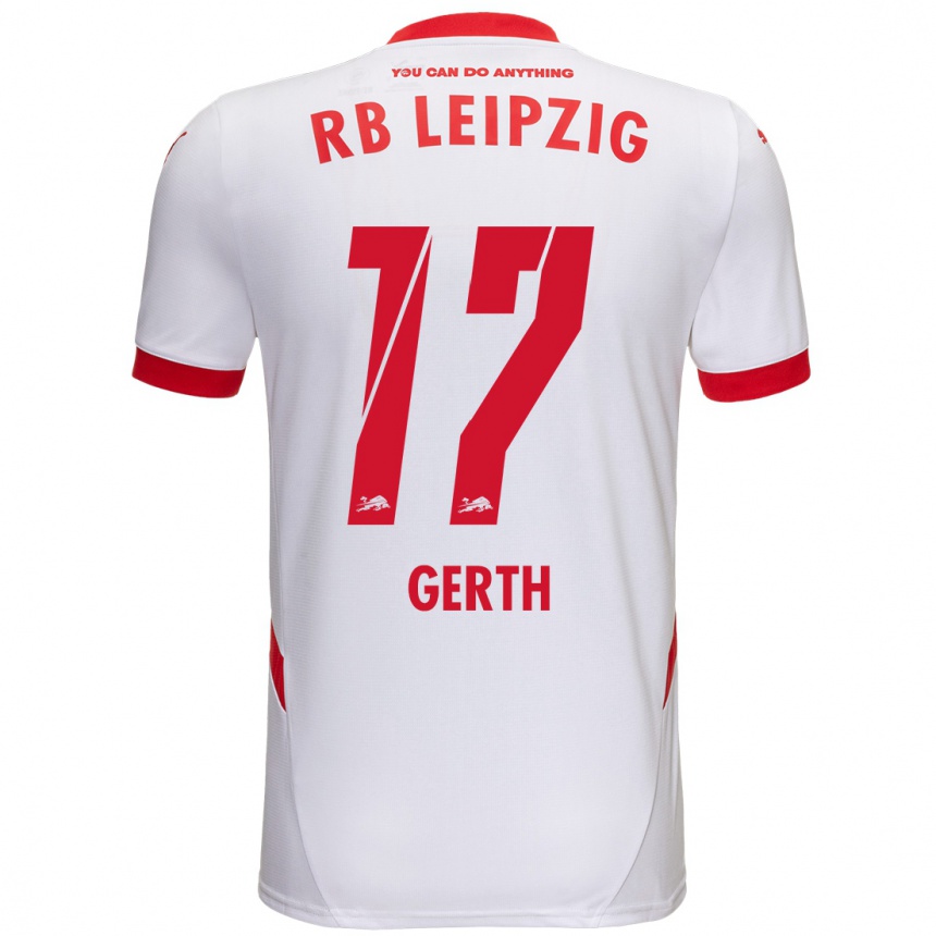 Enfant Football Maillot Amos Gerth #17 Blanc Rouge Tenues Domicile 2024/25