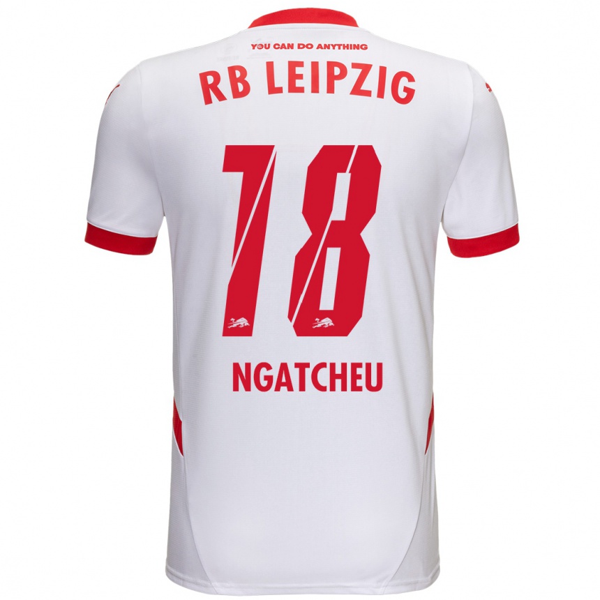 Enfant Football Maillot Yohan Ngatcheu #18 Blanc Rouge Tenues Domicile 2024/25