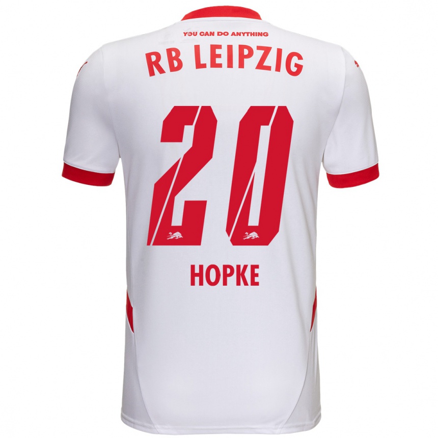 Enfant Football Maillot Hannes Hopke #20 Blanc Rouge Tenues Domicile 2024/25