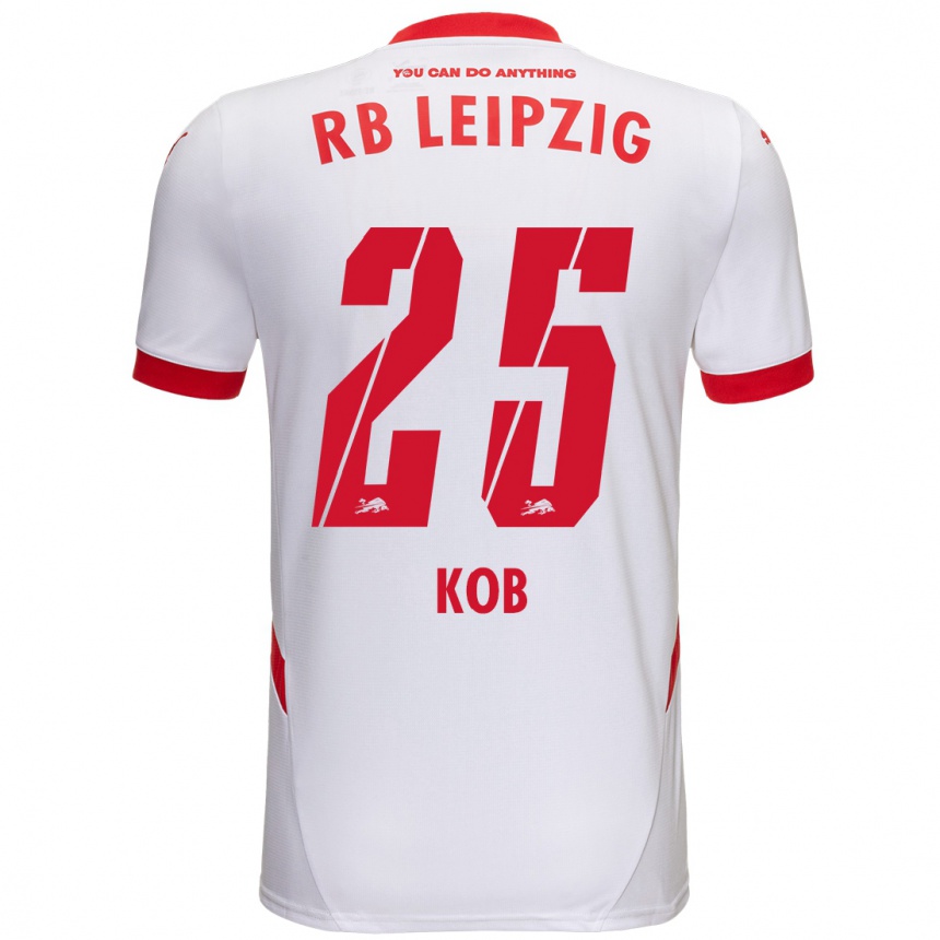 Enfant Football Maillot Leon Koß #25 Blanc Rouge Tenues Domicile 2024/25