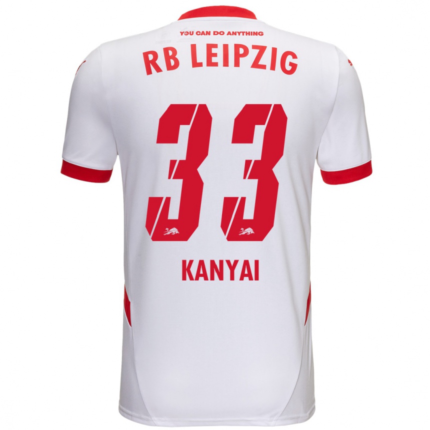 Enfant Football Maillot Janos Kanyai #33 Blanc Rouge Tenues Domicile 2024/25