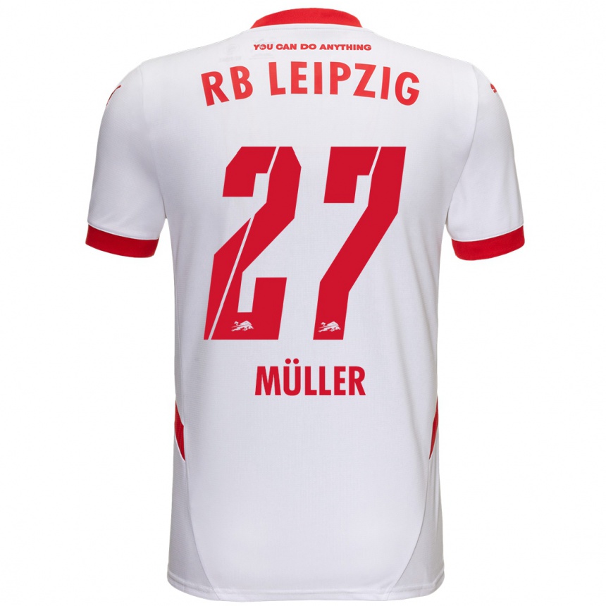 Enfant Football Maillot Marlene Müller #27 Blanc Rouge Tenues Domicile 2024/25