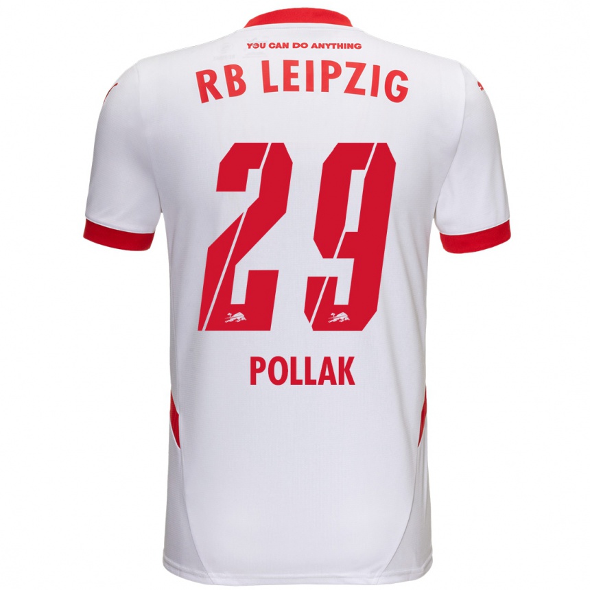 Enfant Football Maillot Julia Pollak #29 Blanc Rouge Tenues Domicile 2024/25