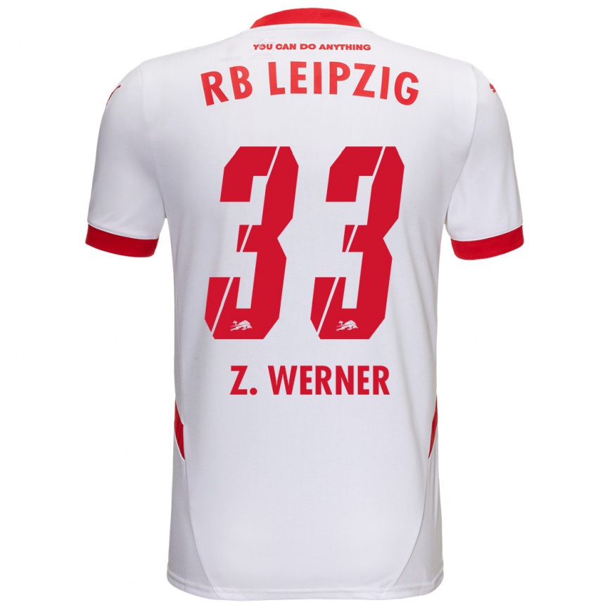 Enfant Football Maillot Zoé Werner #33 Blanc Rouge Tenues Domicile 2024/25