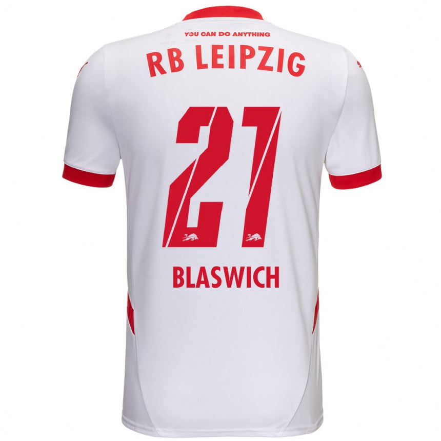 Enfant Football Maillot Janis Blaswich #21 Blanc Rouge Tenues Domicile 2024/25