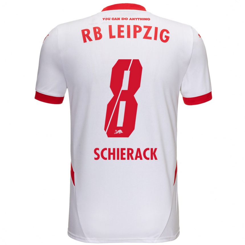 Enfant Football Maillot Simon Schierack #8 Blanc Rouge Tenues Domicile 2024/25