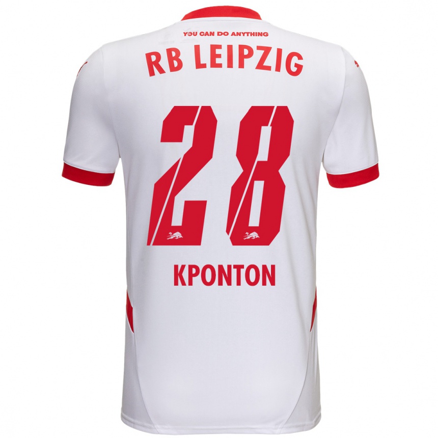 Enfant Football Maillot Marwan Kponton #28 Blanc Rouge Tenues Domicile 2024/25