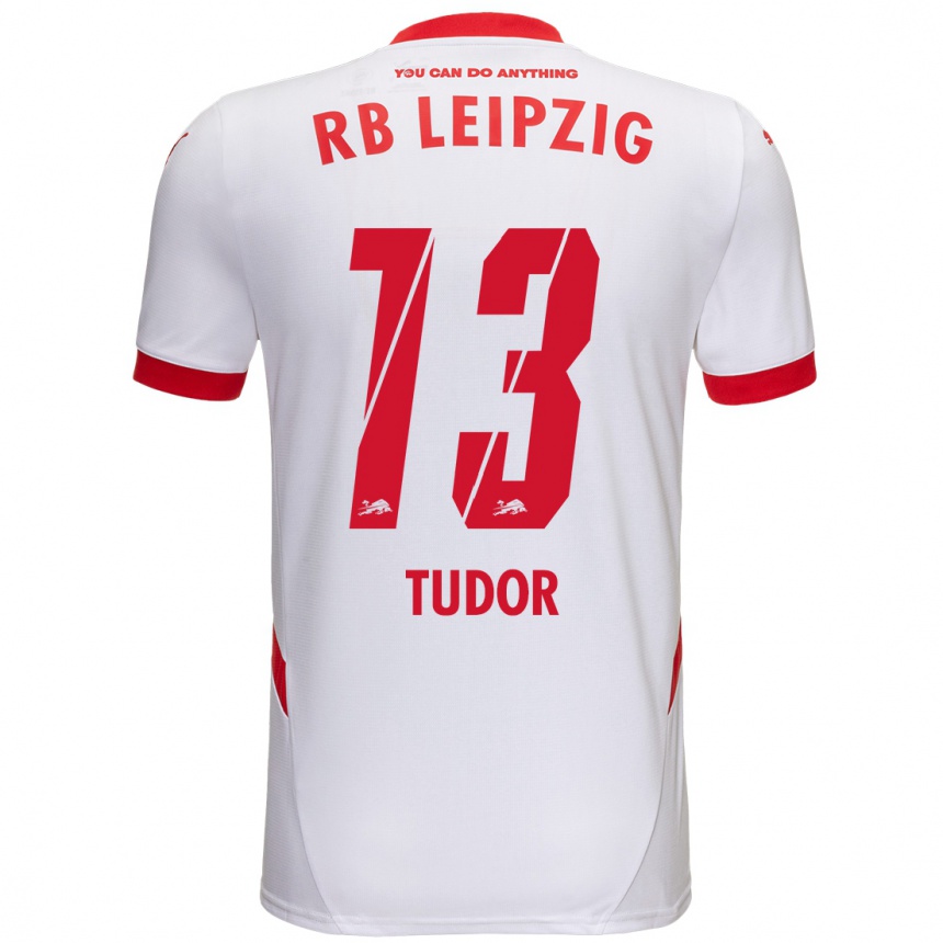 Enfant Football Maillot Aaron Tudor #13 Blanc Rouge Tenues Domicile 2024/25