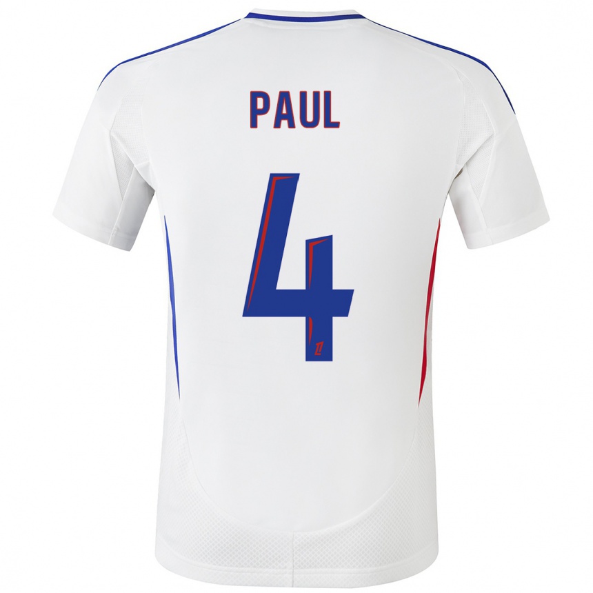 Enfant Football Maillot Paul Akouokou #4 Blanc Bleu Tenues Domicile 2024/25