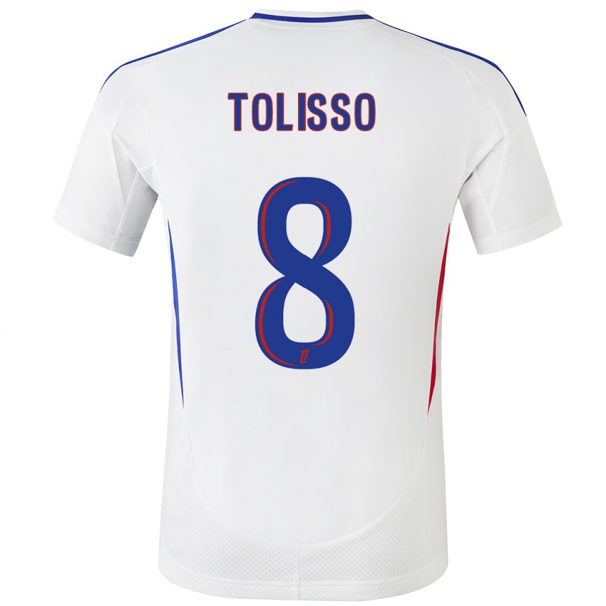 Enfant Football Maillot Corentin Tolisso #8 Blanc Bleu Tenues Domicile 2024/25