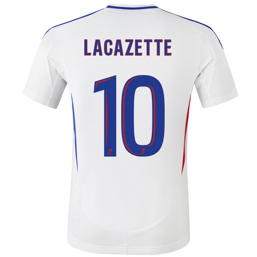 Enfant Football Maillot Alexandre Lacazette #10 Blanc Bleu Tenues Domicile 2024/25