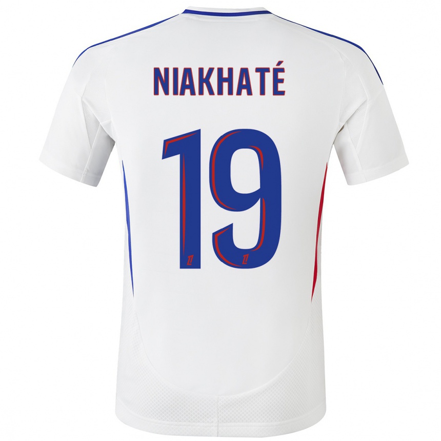 Enfant Football Maillot Moussa Niakhaté #19 Blanc Bleu Tenues Domicile 2024/25