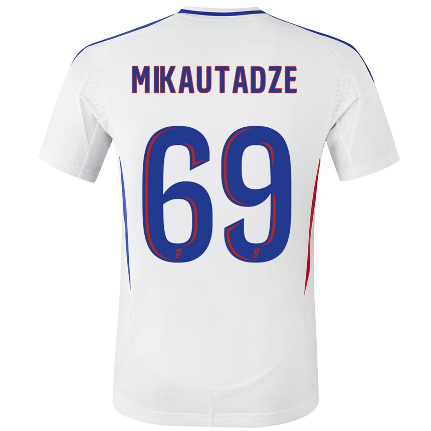 Enfant Football Maillot Georges Mikautadze #69 Blanc Bleu Tenues Domicile 2024/25