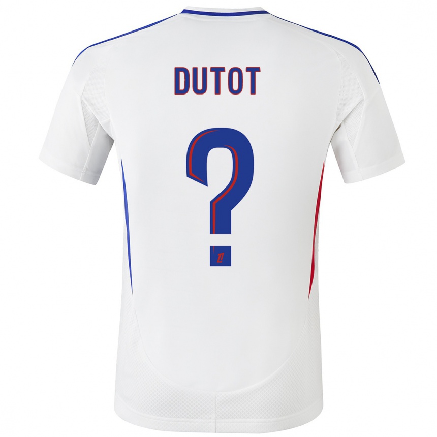 Enfant Football Maillot Timothée Dutot #0 Blanc Bleu Tenues Domicile 2024/25