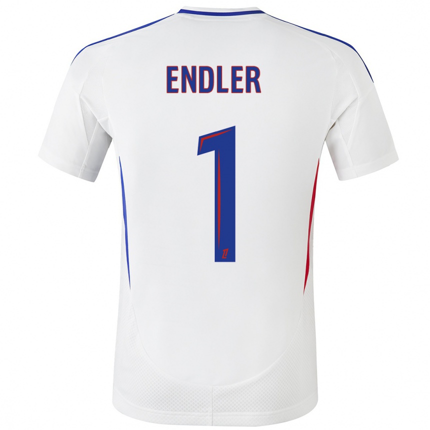 Enfant Football Maillot Christiane Endler #1 Blanc Bleu Tenues Domicile 2024/25