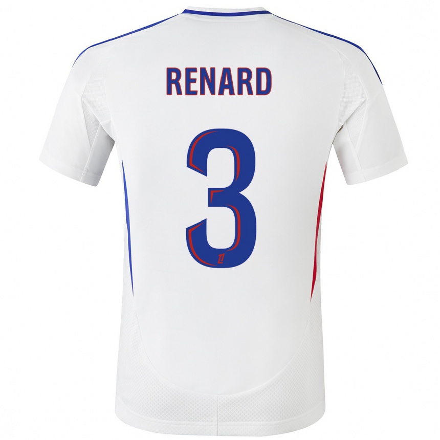 Enfant Football Maillot Wendie Renard #3 Blanc Bleu Tenues Domicile 2024/25