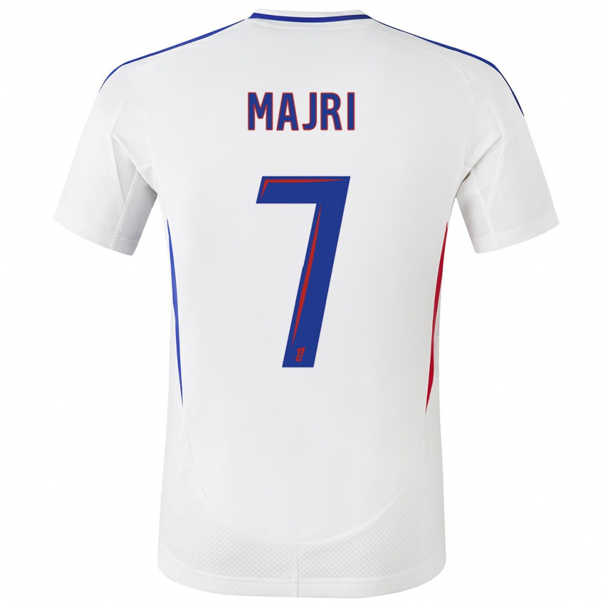 Enfant Football Maillot Amel Majri #7 Blanc Bleu Tenues Domicile 2024/25