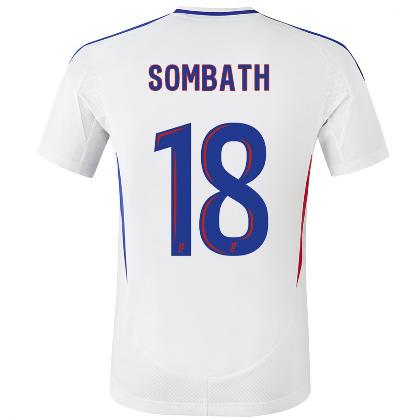 Enfant Football Maillot Alice Sombath #18 Blanc Bleu Tenues Domicile 2024/25