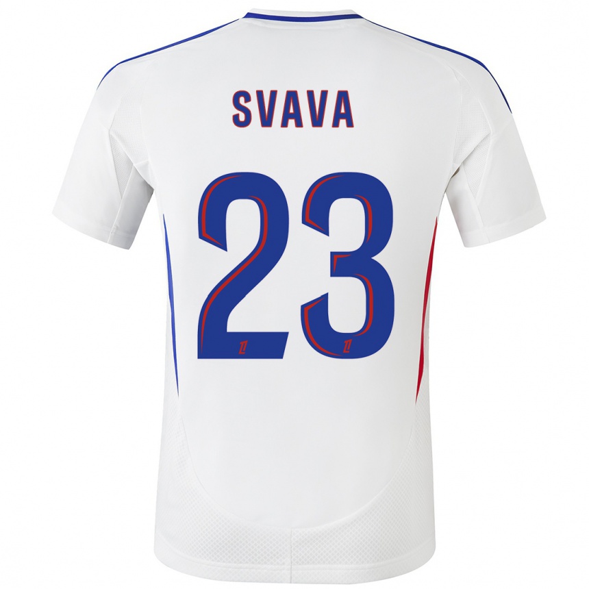 Enfant Football Maillot Sofie Svava #23 Blanc Bleu Tenues Domicile 2024/25