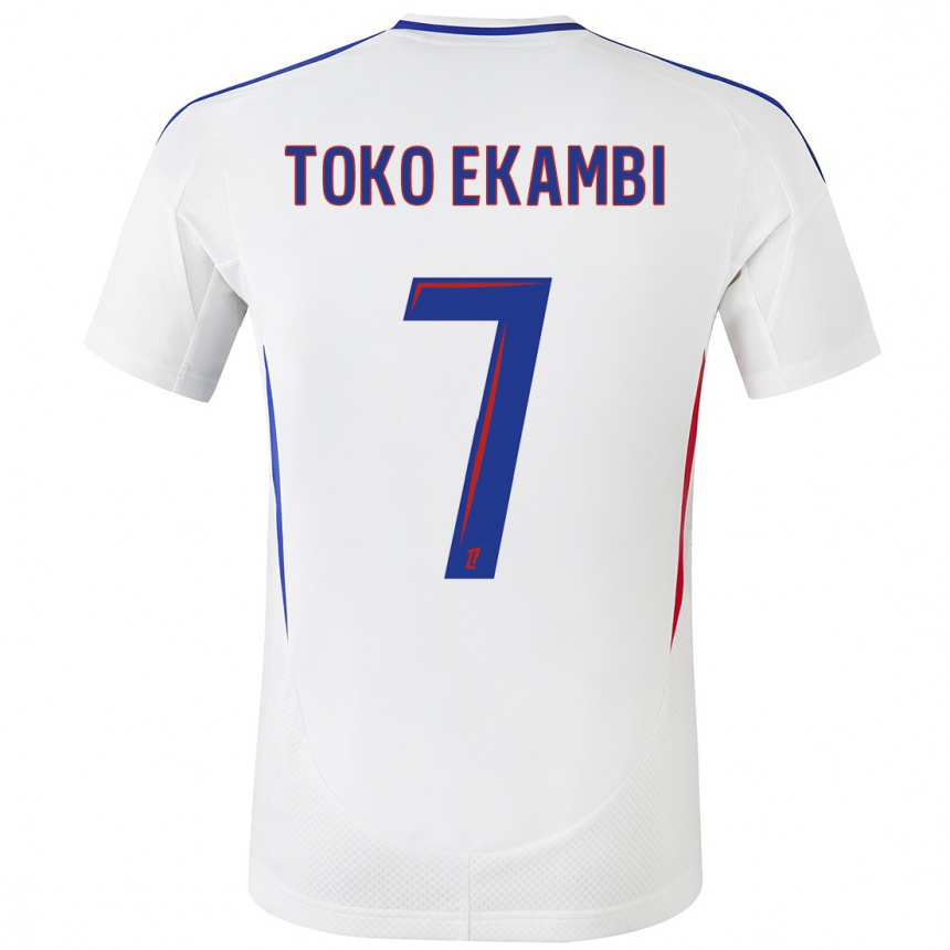 Enfant Football Maillot Karl Toko Ekambi #7 Blanc Bleu Tenues Domicile 2024/25