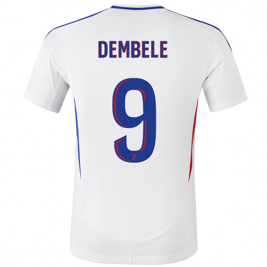 Enfant Football Maillot Moussa Dembele #9 Blanc Bleu Tenues Domicile 2024/25