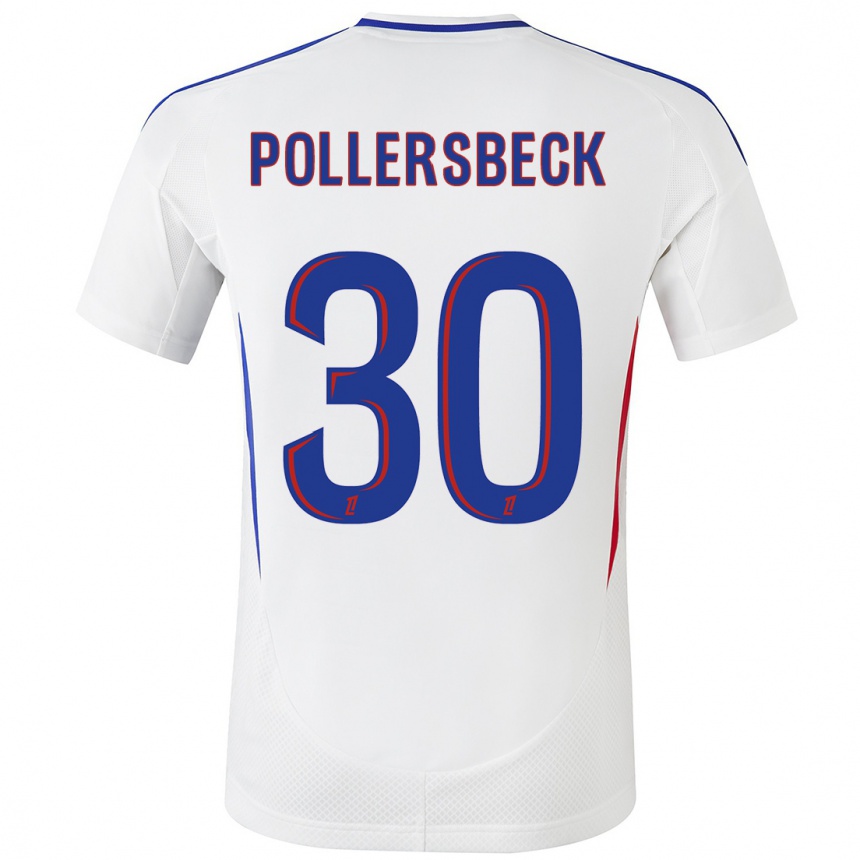 Enfant Football Maillot Julian Pollersbeck #30 Blanc Bleu Tenues Domicile 2024/25