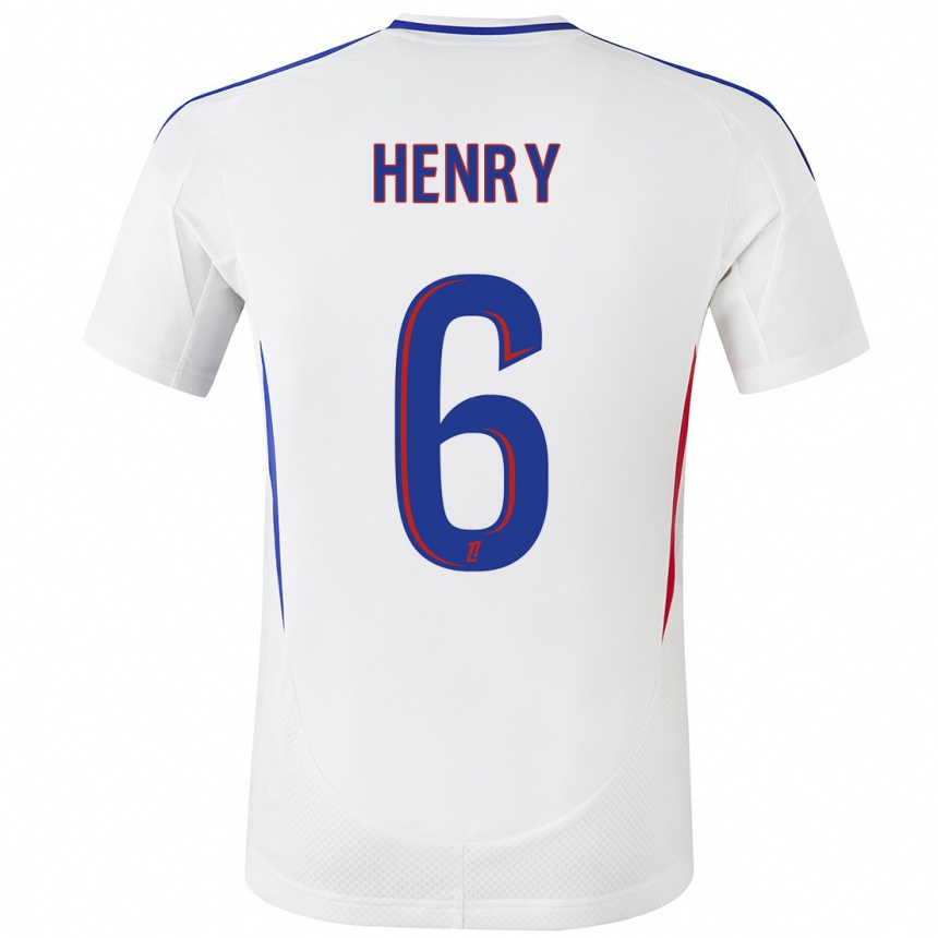 Enfant Football Maillot Amandine Henry #6 Blanc Bleu Tenues Domicile 2024/25