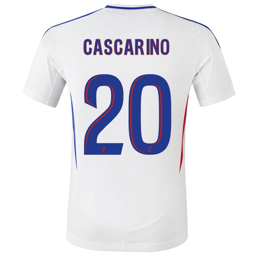 Enfant Football Maillot Delphine Cascarino #20 Blanc Bleu Tenues Domicile 2024/25