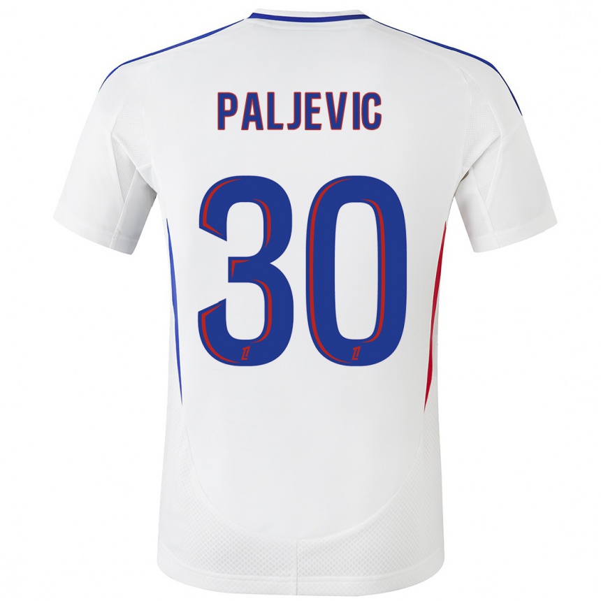 Enfant Football Maillot Alyssia Paljevic #30 Blanc Bleu Tenues Domicile 2024/25