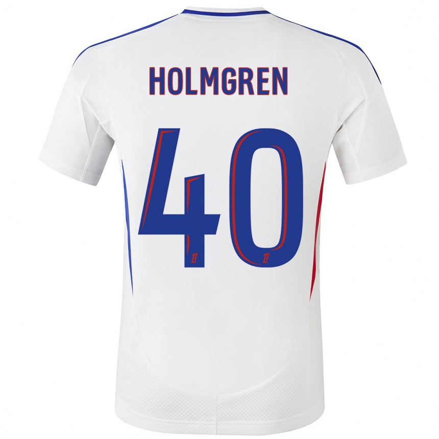 Enfant Football Maillot Emma Holmgren #40 Blanc Bleu Tenues Domicile 2024/25