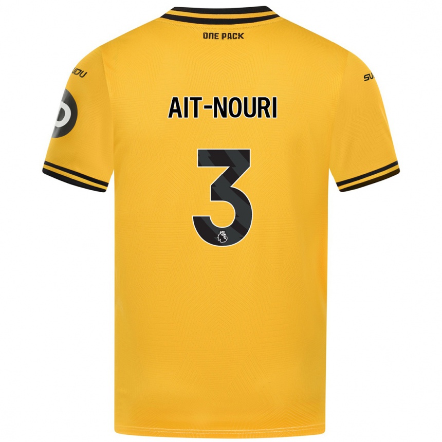 Enfant Football Maillot Rayan Aït-Nouri #3 Jaune Tenues Domicile 2024/25