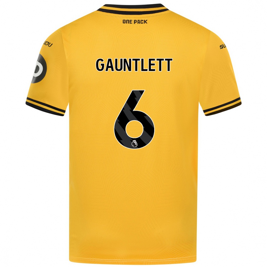 Enfant Football Maillot Maz Gauntlett #6 Jaune Tenues Domicile 2024/25