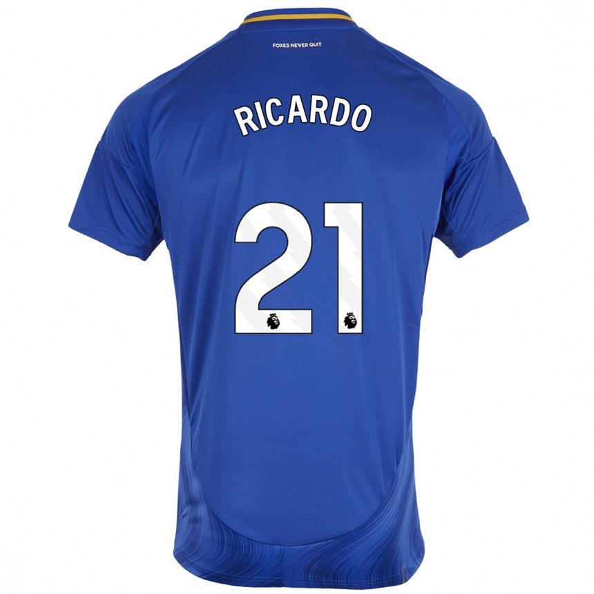 Enfant Football Maillot Ricardo Pereira #21 Bleu Blanc Tenues Domicile 2024/25