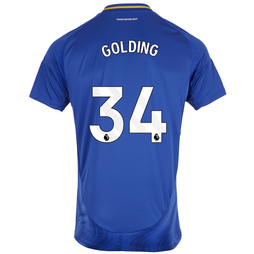 Enfant Football Maillot Michael Golding #34 Bleu Blanc Tenues Domicile 2024/25