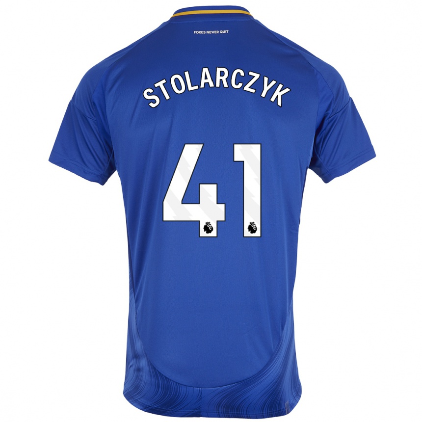 Enfant Football Maillot Jakub Stolarczyk #41 Bleu Blanc Tenues Domicile 2024/25