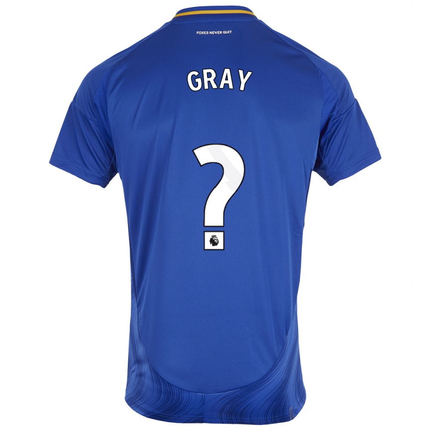 Enfant Football Maillot Kevon Gray #0 Bleu Blanc Tenues Domicile 2024/25