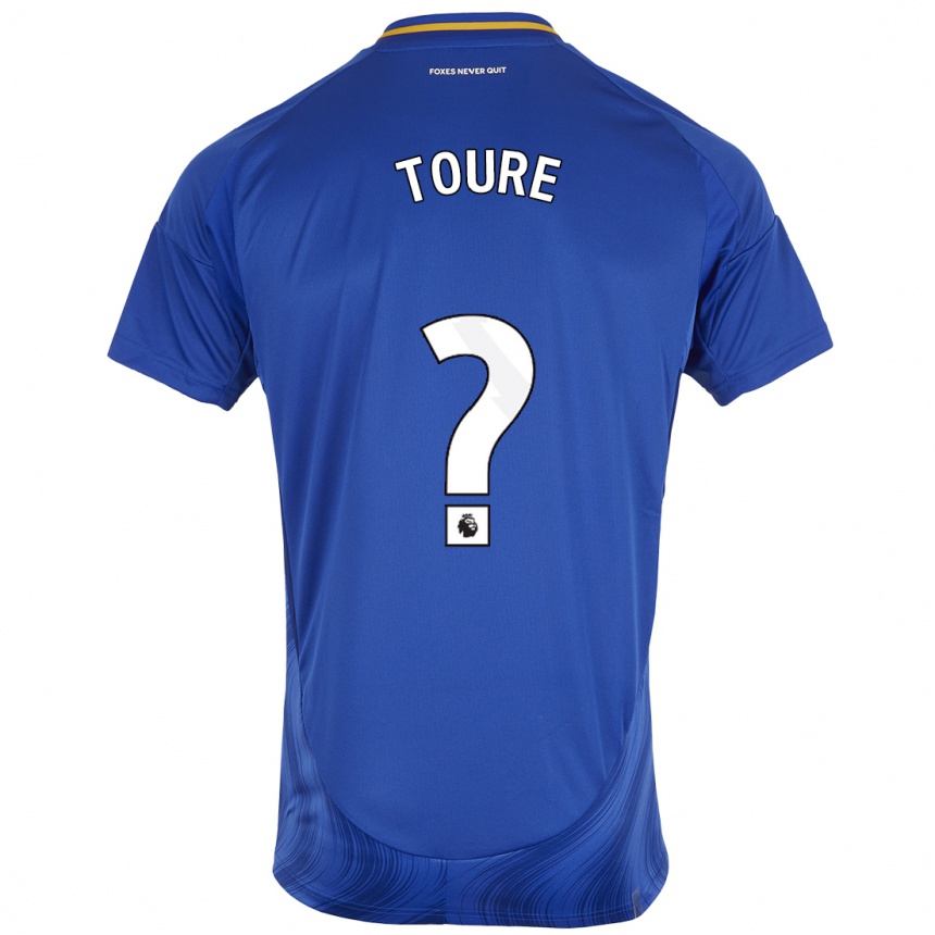 Enfant Football Maillot Yassine Toure #0 Bleu Blanc Tenues Domicile 2024/25