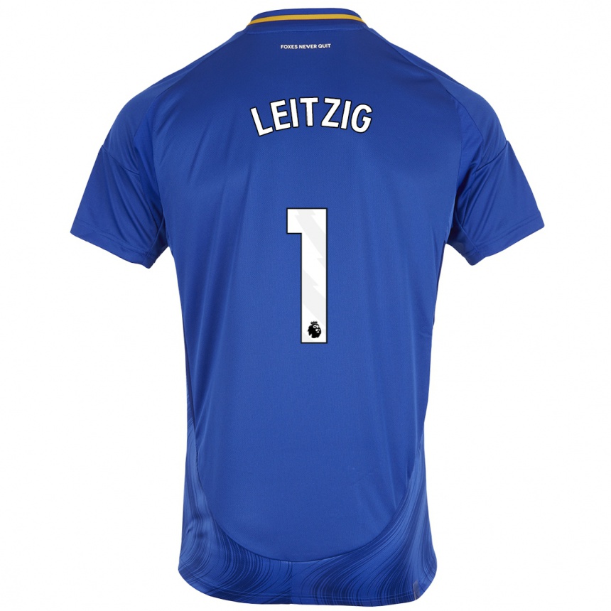 Enfant Football Maillot Janina Leitzig #1 Bleu Blanc Tenues Domicile 2024/25