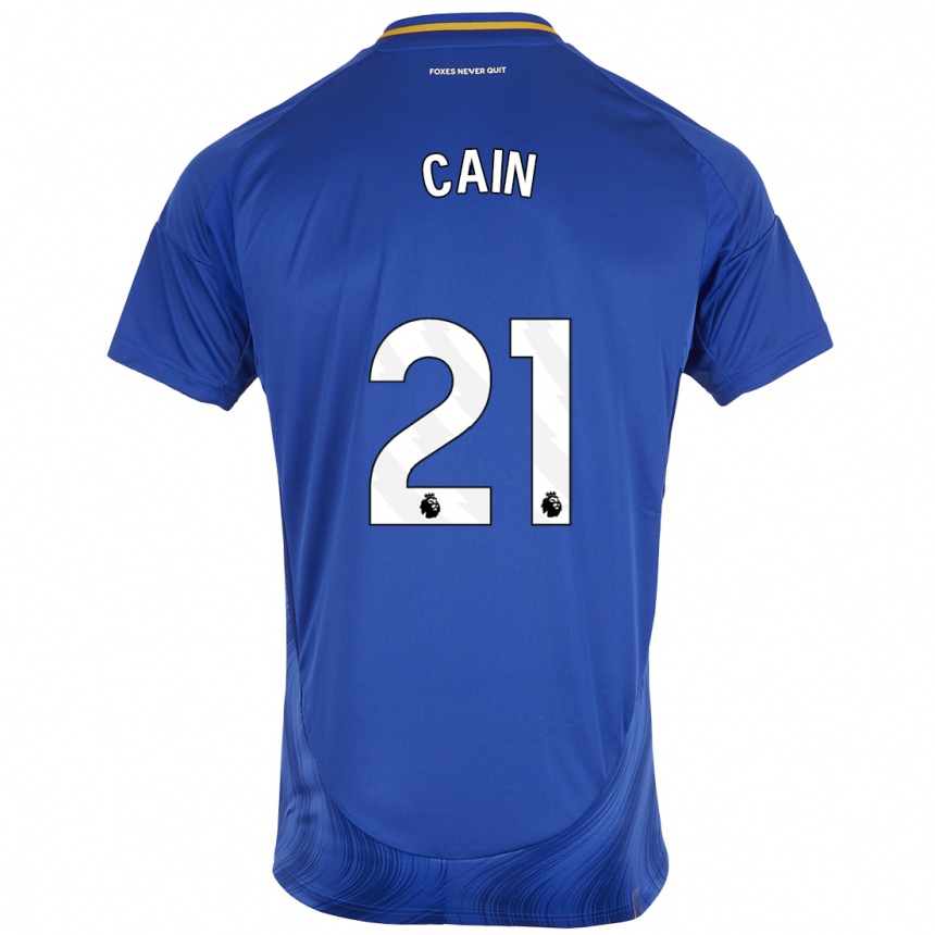 Enfant Football Maillot Hannah Cain #21 Bleu Blanc Tenues Domicile 2024/25