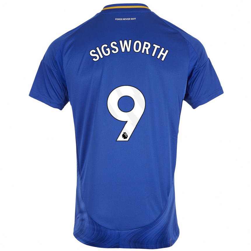 Enfant Football Maillot Jessica Sigsworth #9 Bleu Blanc Tenues Domicile 2024/25