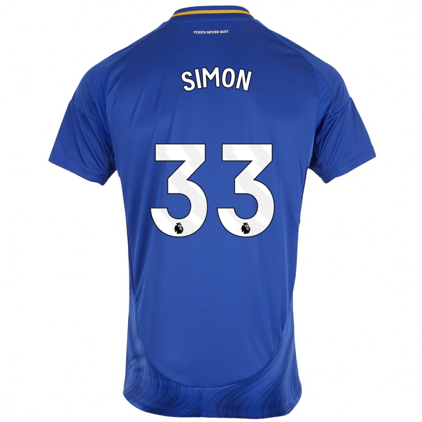 Enfant Football Maillot Erin Simon #33 Bleu Blanc Tenues Domicile 2024/25