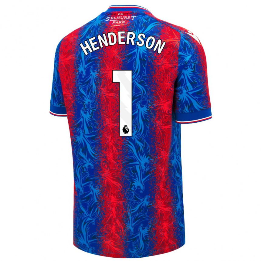 Enfant Football Maillot Dean Henderson #1 Rayures Rouges Et Bleues Tenues Domicile 2024/25