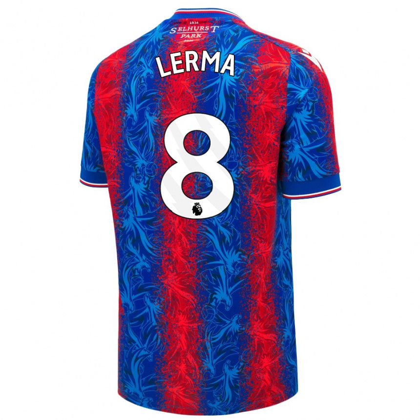 Enfant Football Maillot Jefferson Lerma #8 Rayures Rouges Et Bleues Tenues Domicile 2024/25