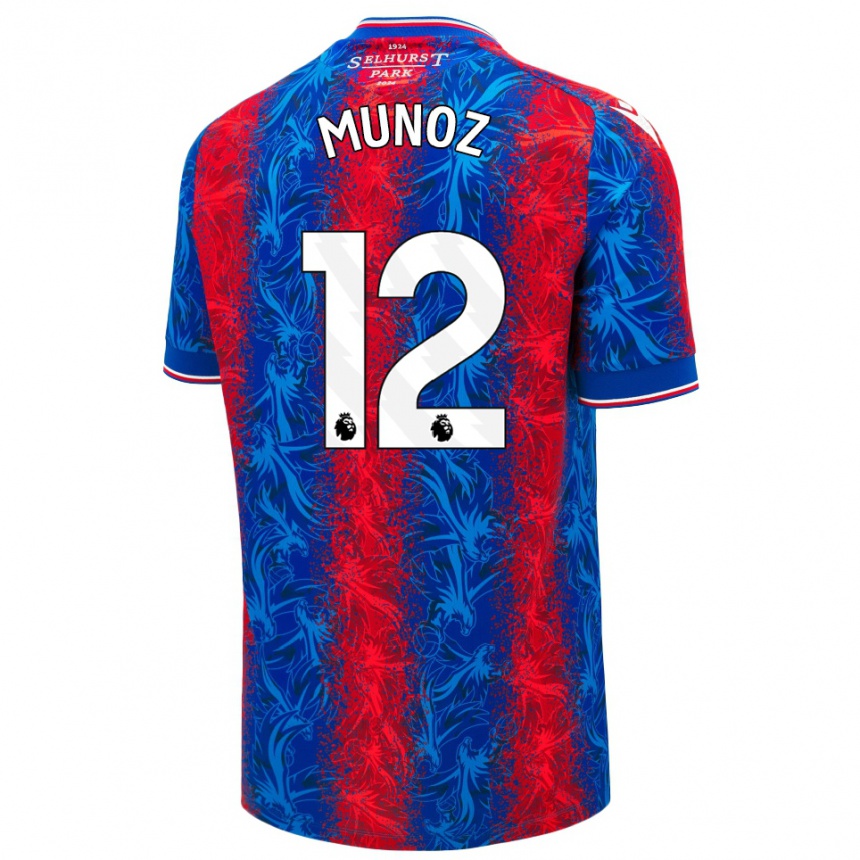 Enfant Football Maillot Daniel Muñoz #12 Rayures Rouges Et Bleues Tenues Domicile 2024/25